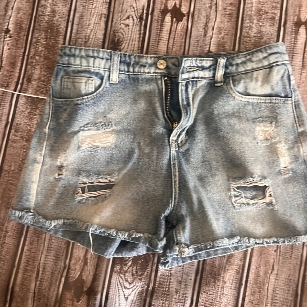 High Waisted Distressed Denim Women Shorts